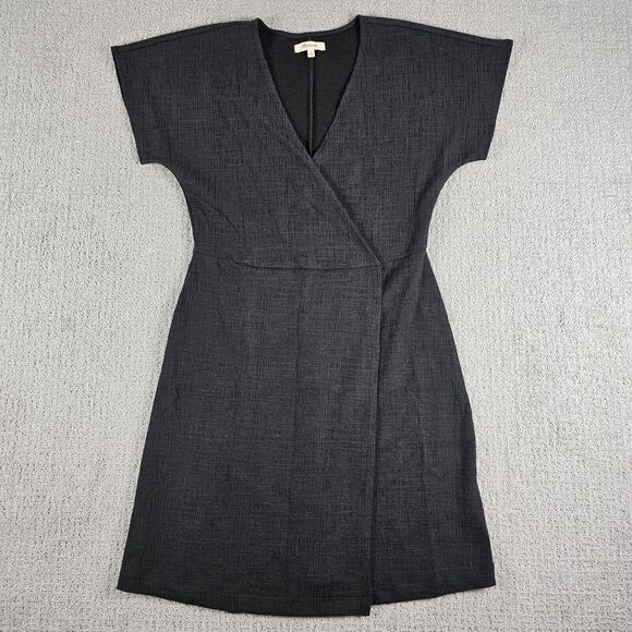 Madewell Dresses & Skirts - Madewell Faux Wrap Cross Front Flutter Sleeve Mini Dress Black Small Minimalist